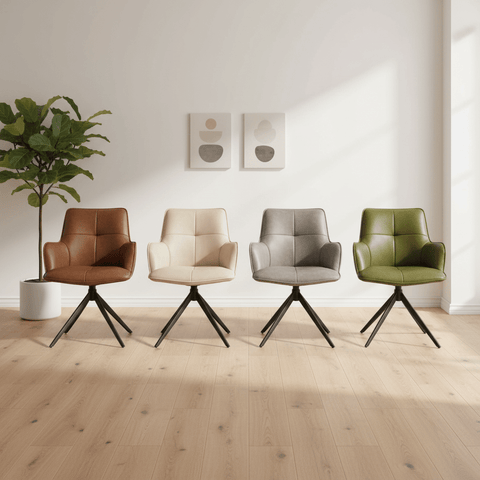 Jaxon Set of 4 PU Leather Swivel Dining Armchairs