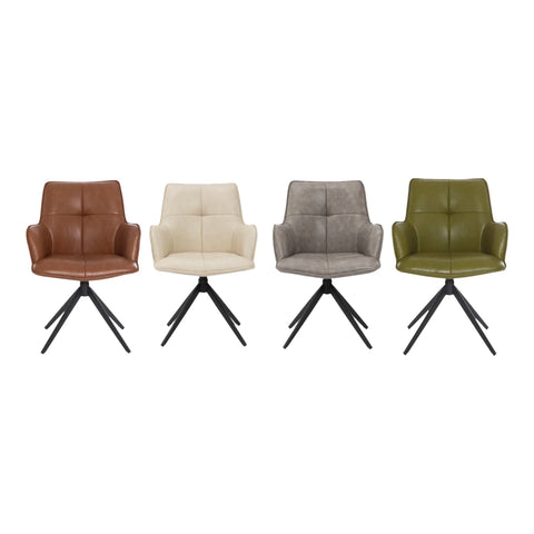 Jaxon Set of 4 PU Leather Swivel Dining Armchairs