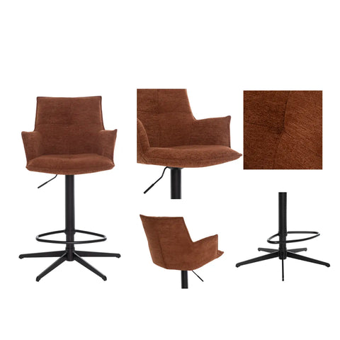 Jaxon Green Fabric Swivel Counter Stool with Arms – Set of 2
