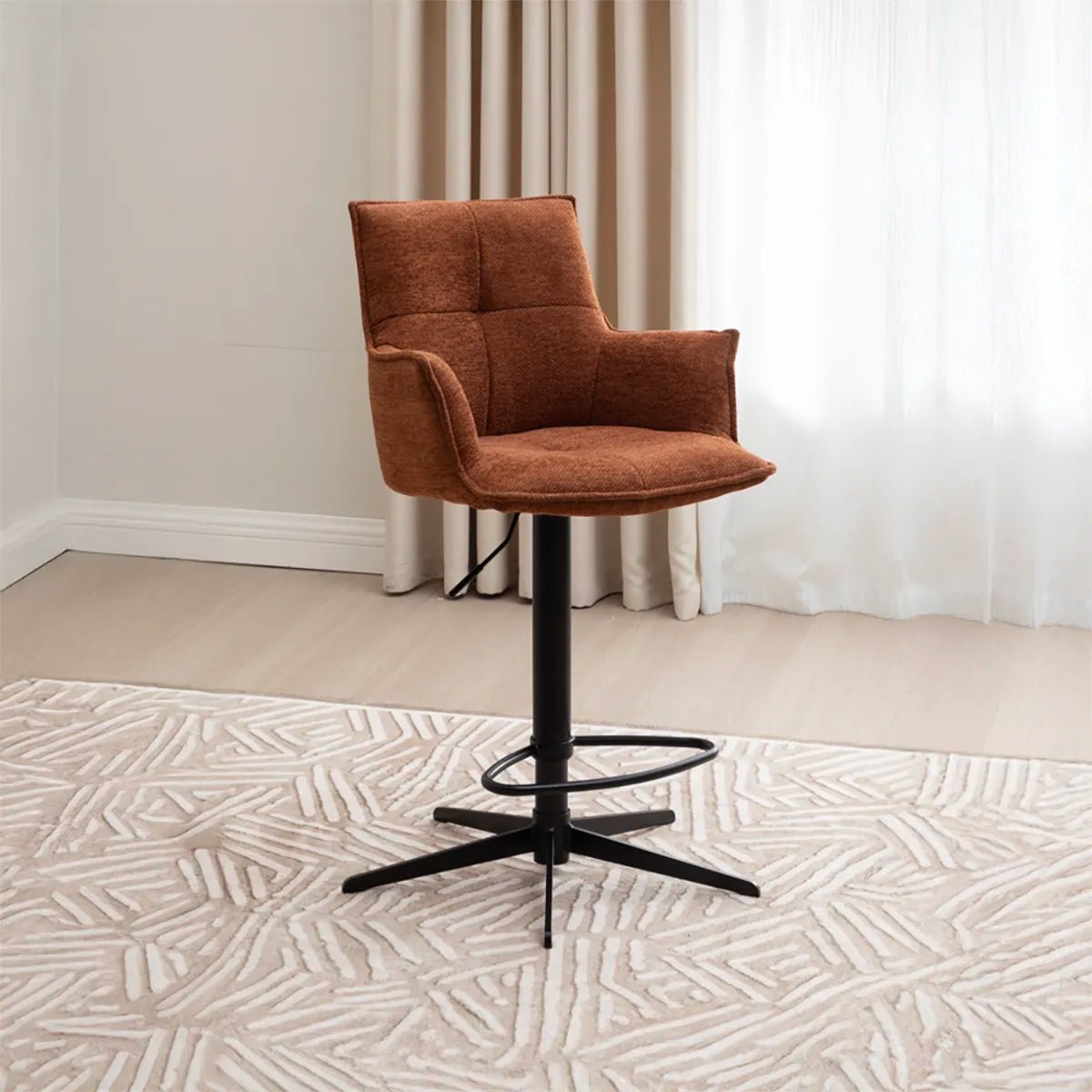 Jaxon Rust Fabric Swivel Counter Stool with Arms – Set of 2 - Pendle Village Furniture