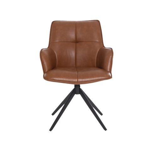 Jaxon Set of 4 Tan PU Swivel Dining Armchairs - Pendle Village Furniture