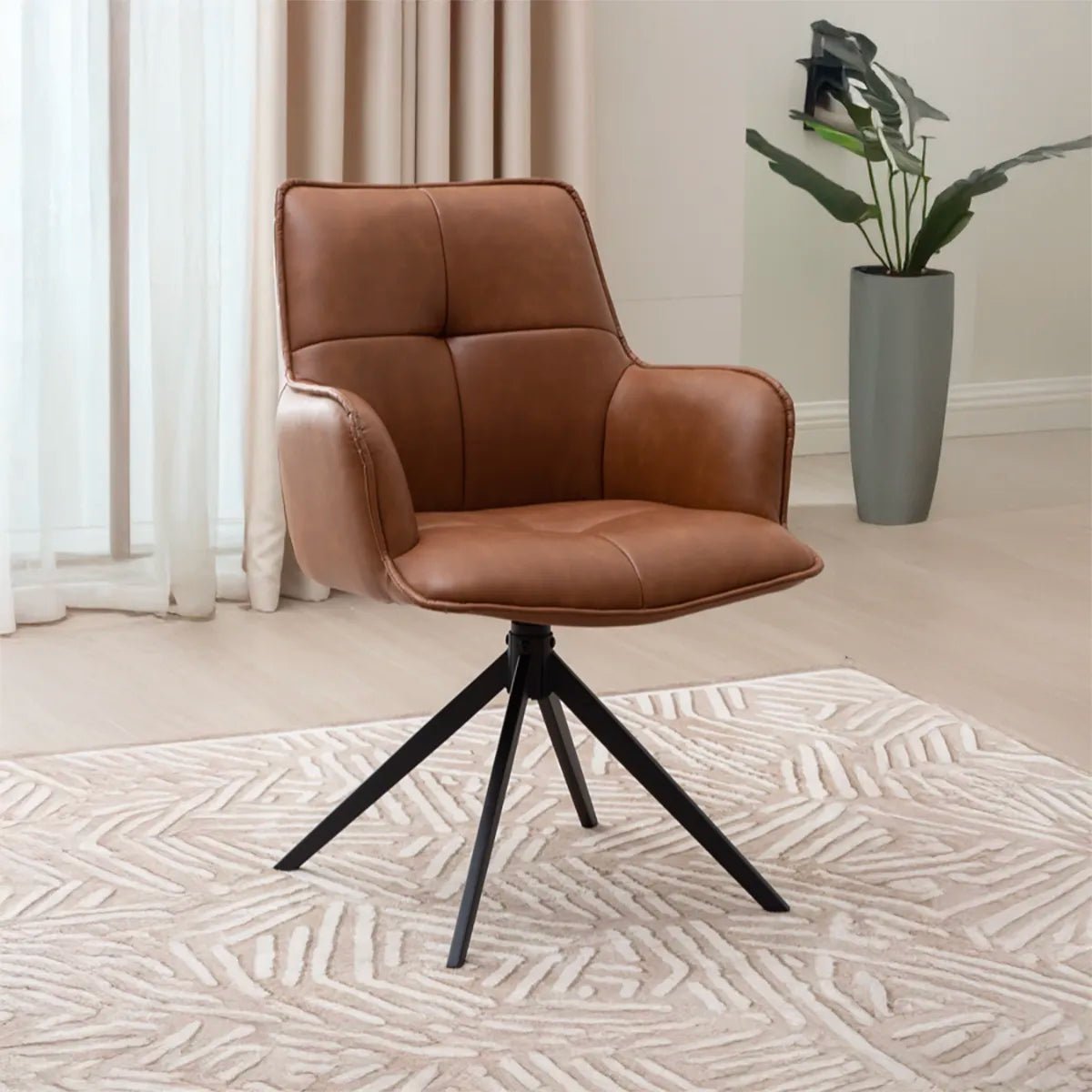 Jaxon Set of 4 Tan PU Swivel Dining Armchairs - Pendle Village Furniture