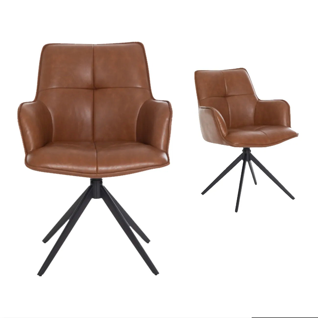 Jaxon Set of 4 Green PU Swivel Dining Armchairs