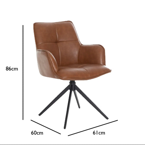 Jaxon Set of 4 Green PU Swivel Dining Armchairs