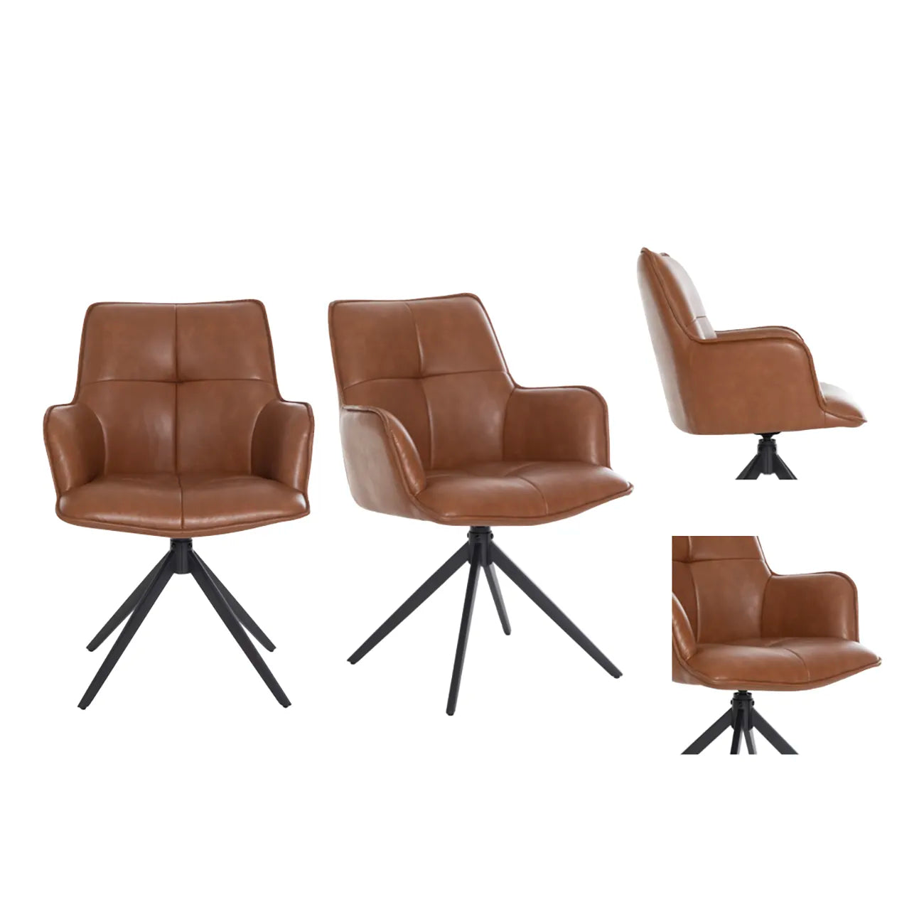 Jaxon Set of 4 Tan PU Swivel Dining Armchairs - Pendle Village Furniture