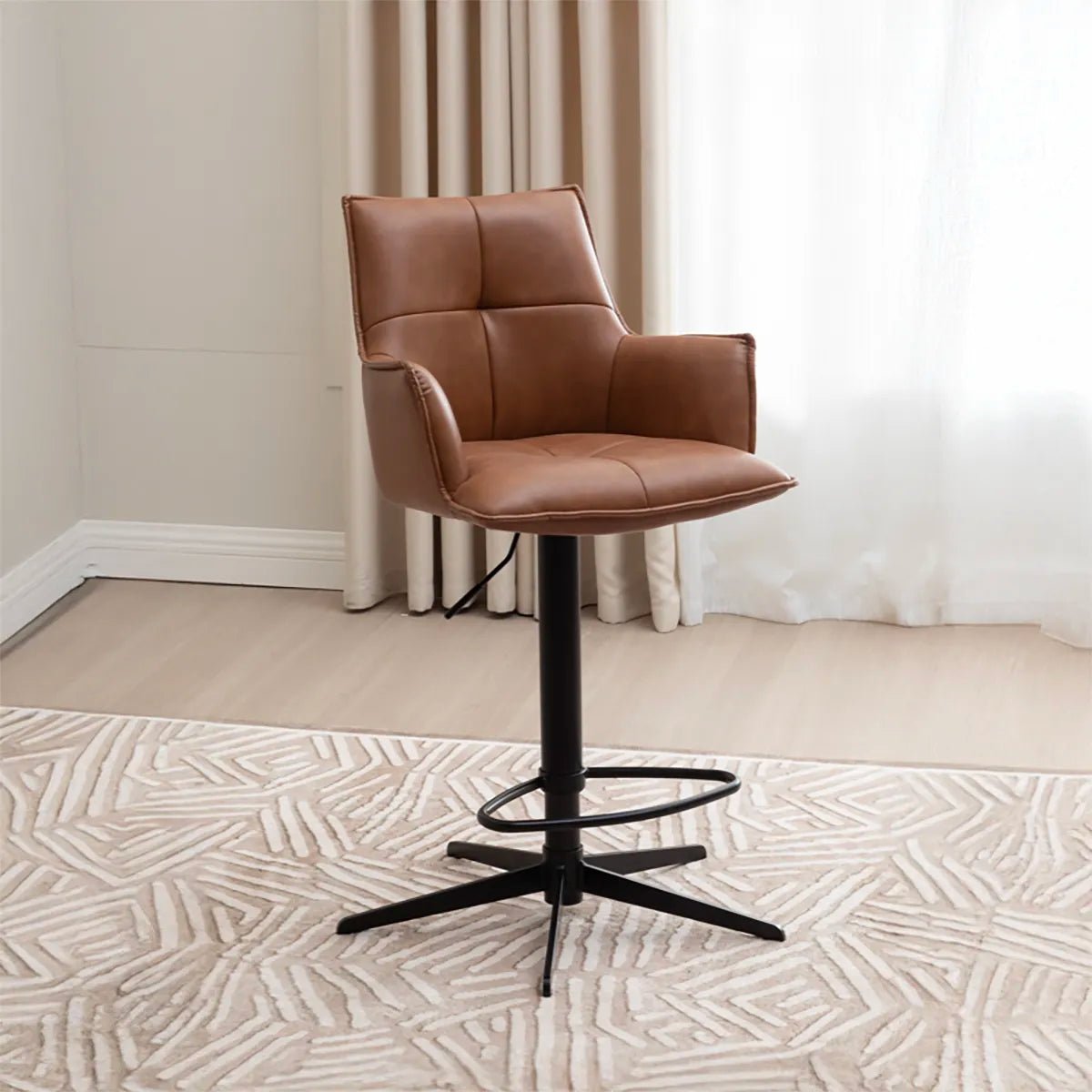 Jaxon Orange rust PU Leather Swivel Bar Stools with Arms 