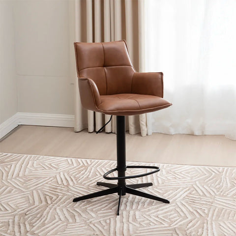 Jaxon Green PU Swivel Counter Stool with Arms – Set of 2