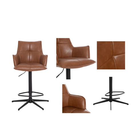 Jaxon Green PU Swivel Counter Stool with Arms – Set of 2