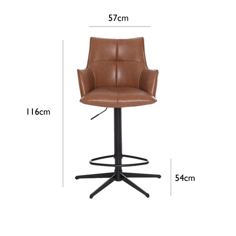 Jaxon Green PU Swivel Counter Stool with Arms – Set of 2