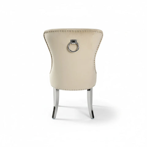 Arianna Cream Marble Top Dining Table with Jessica Chairs Set - Pendle Village Furniture