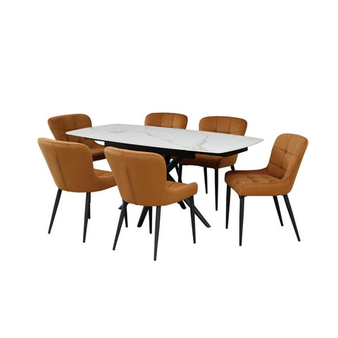 Jose 120–180cm Sintered Stone Extending Dining Table with  Chairs
