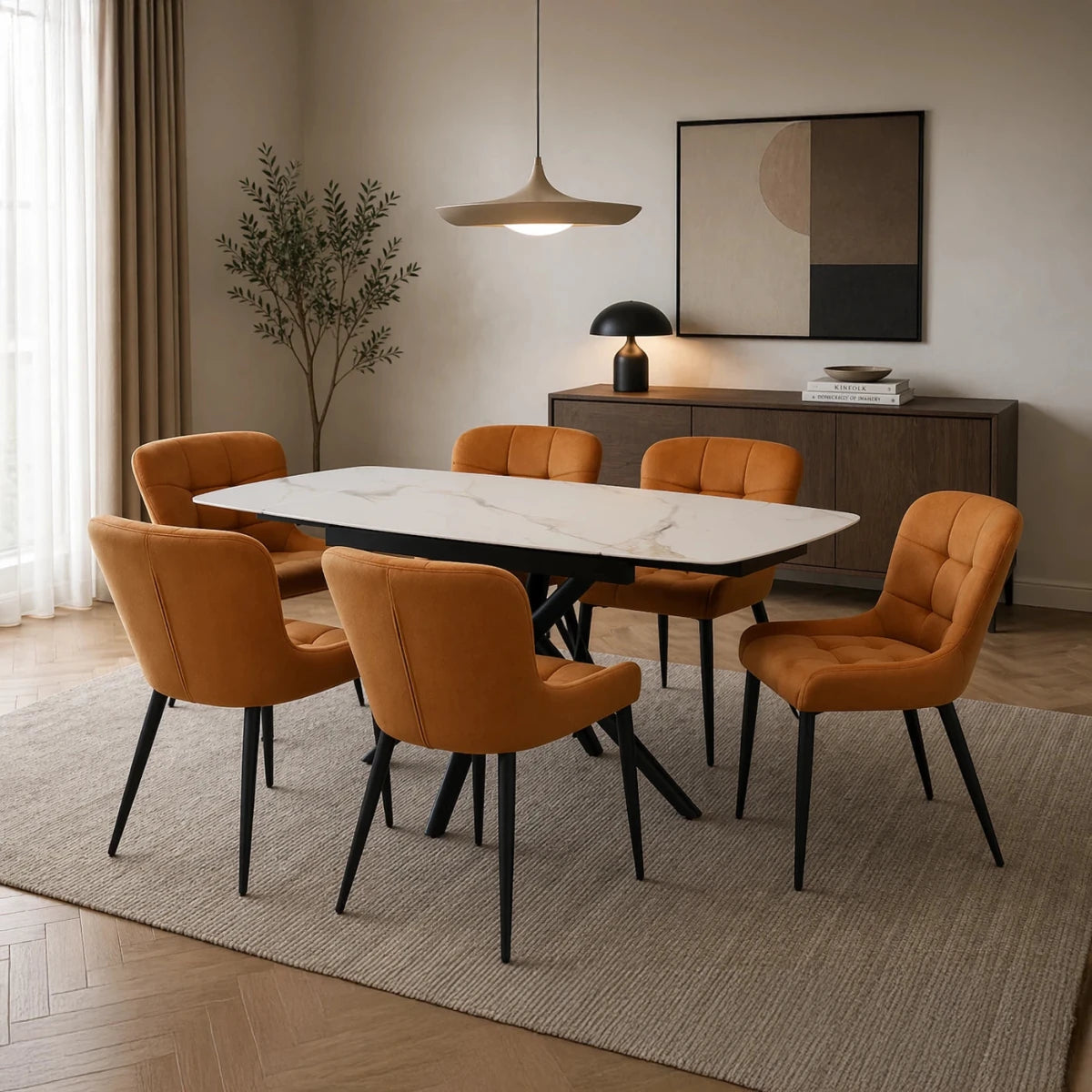 Jose 120–180cm Sintered Stone Extending Dining Table with  Chairs