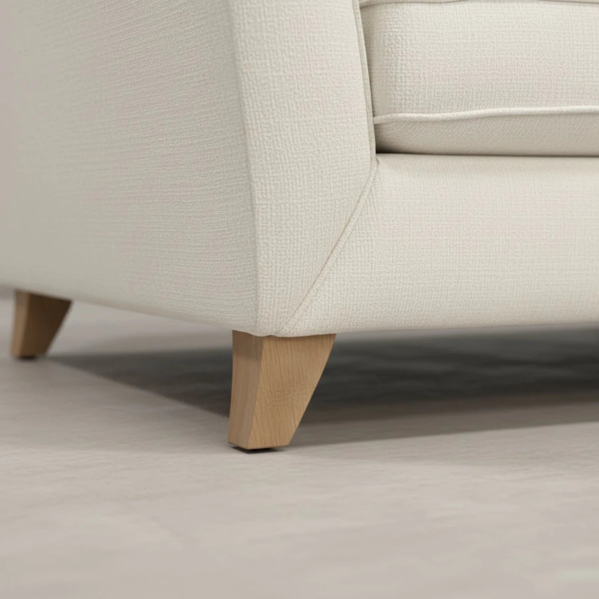 Mid-century inspired wooden feet with natural wood grain.