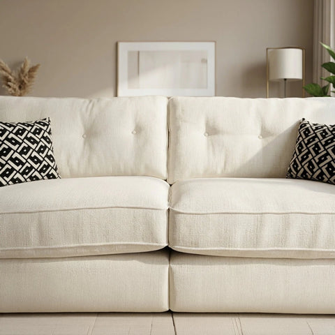Durable fabric upholstery with refined texture and elegant look.