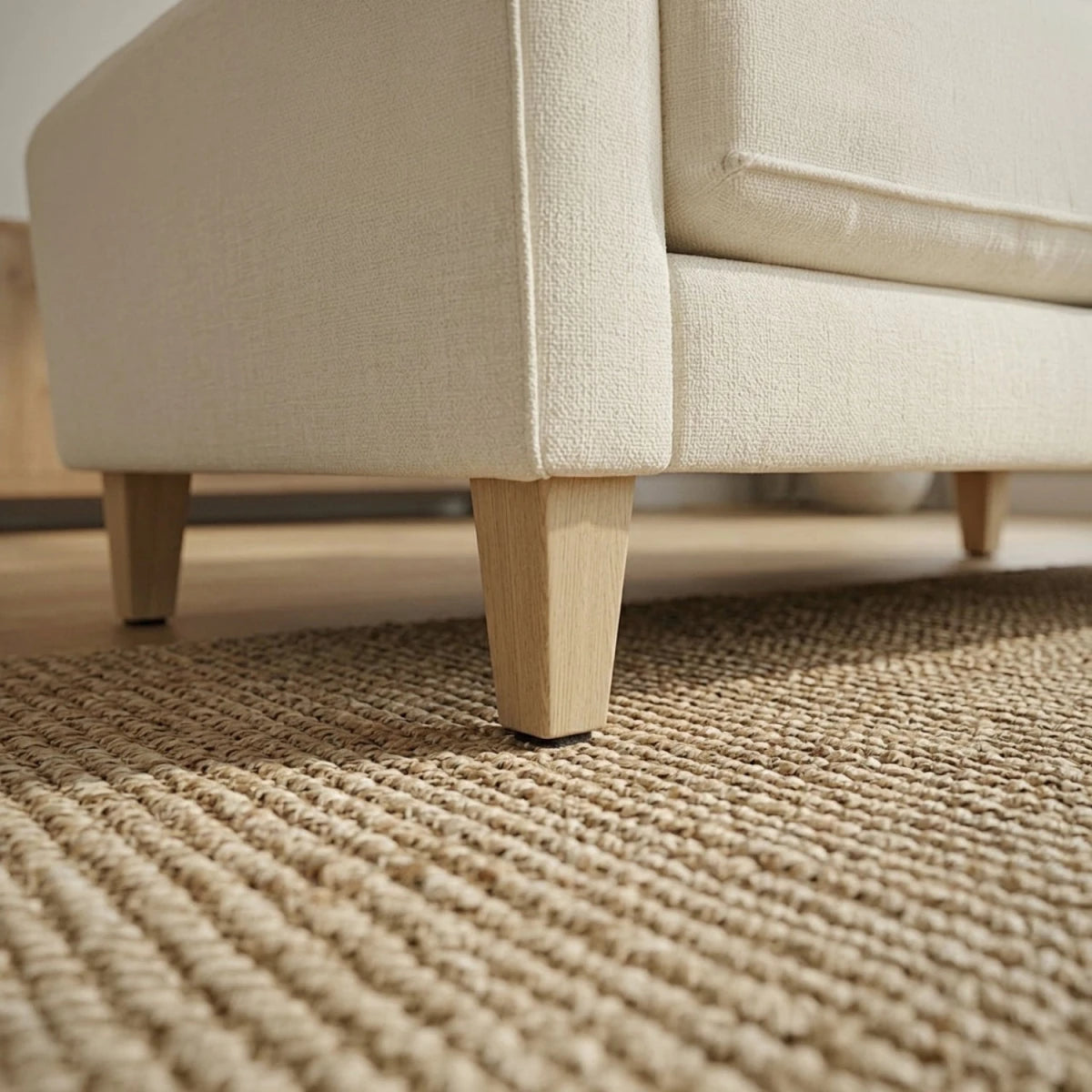 Elegant wooden sofa legs with smooth tapered finish.