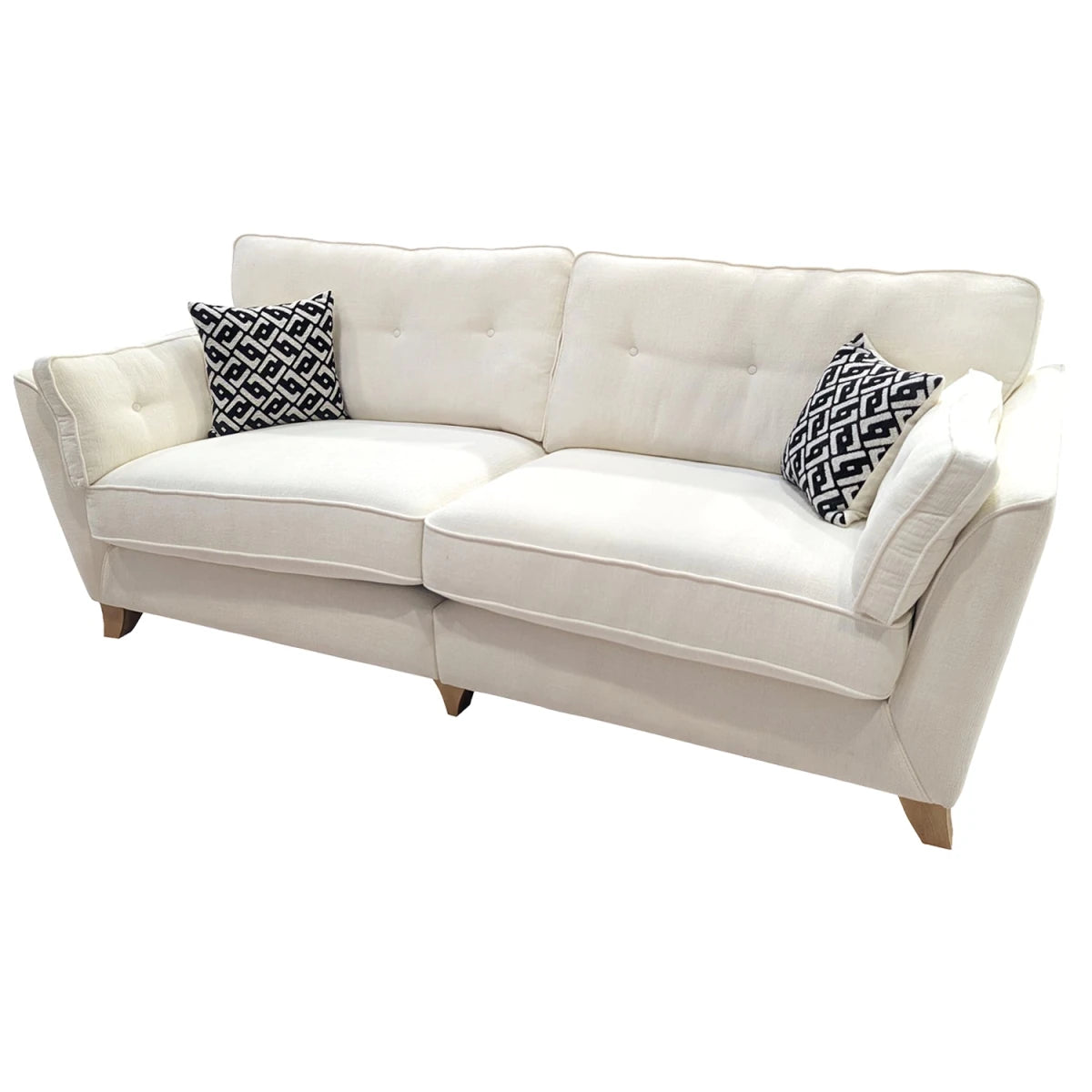 Comfortable four-seater fabric sofa with deep seating and stylish finish.