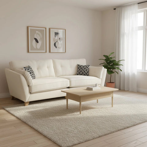 Comfortable four-seater fabric sofa with deep seating and stylish finish.