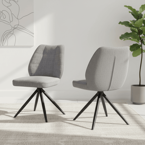 Julio Grey Fabric Swivel Dining Chairs – Set of 4