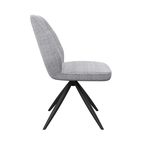 Side View of Julio Grey Fabric Swivel Dining Chairs – Set of 4