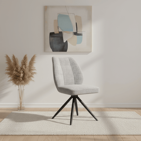 Julio Grey Fabric Swivel Dining Chairs – Set of 4