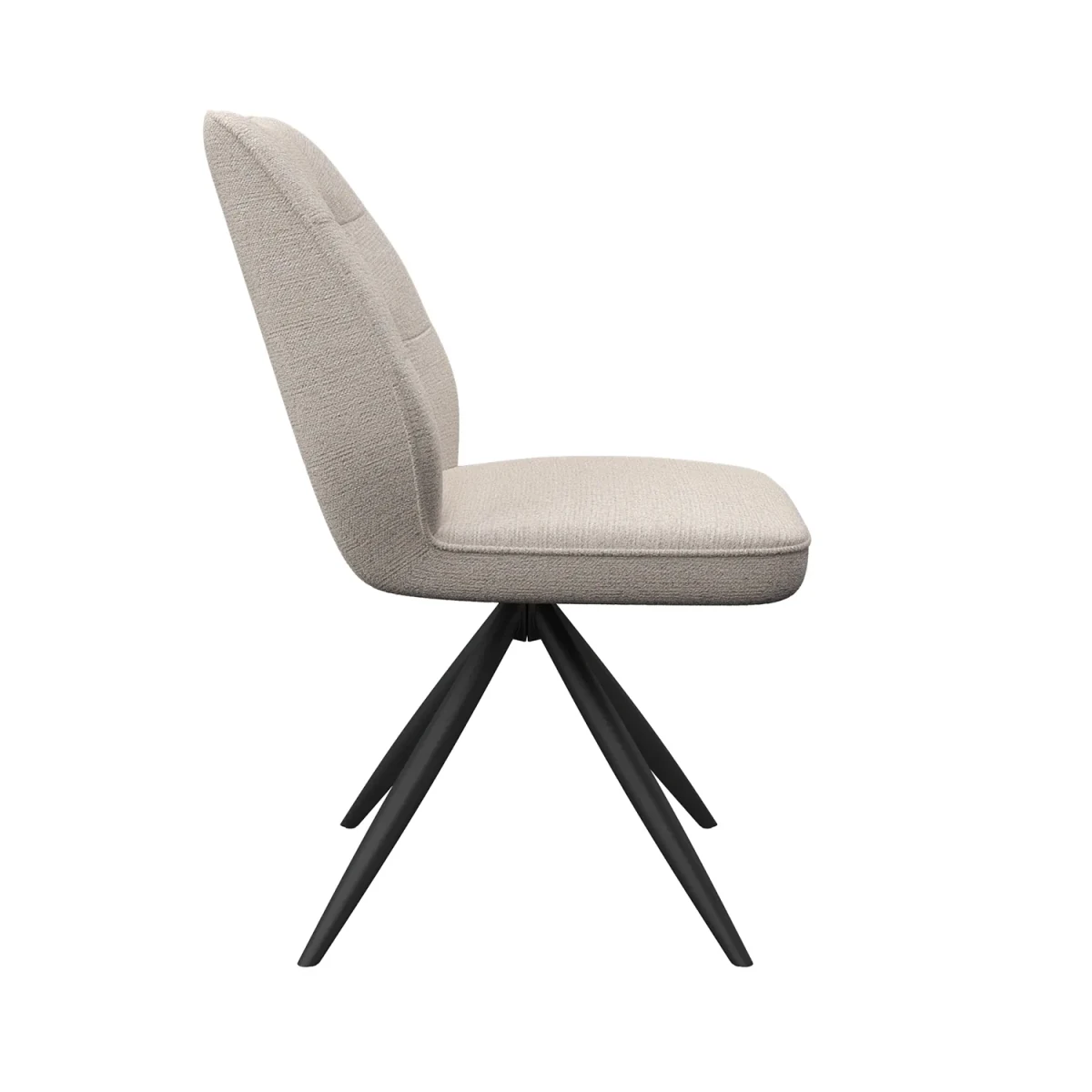 Side View of Julio Ivory Fabric Swivel Dining Chairs – Set of 4