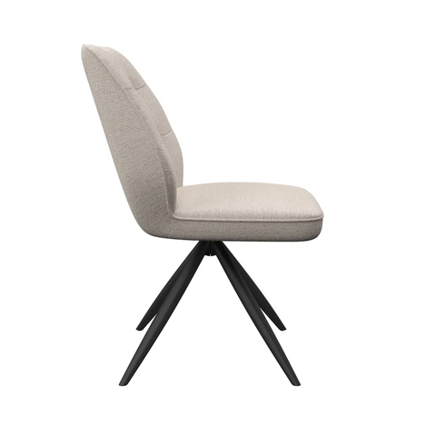 Side View of Julio Ivory Fabric Swivel Dining Chairs – Set of 4