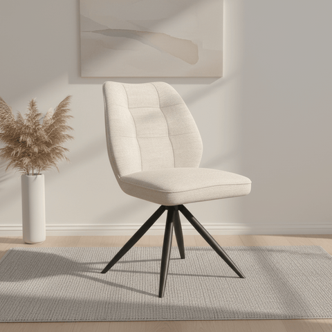 Julio Ivory Fabric Swivel Dining Chairs – Set of 4