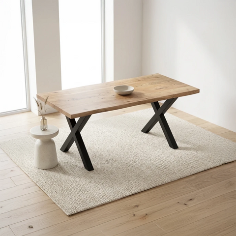 Jupiter Acacia Live Edge 180cm Dining Table with X Leg Base