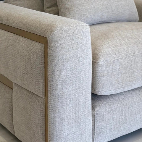 Juvion Luxe Beige Fabric 3 Seater Sofa