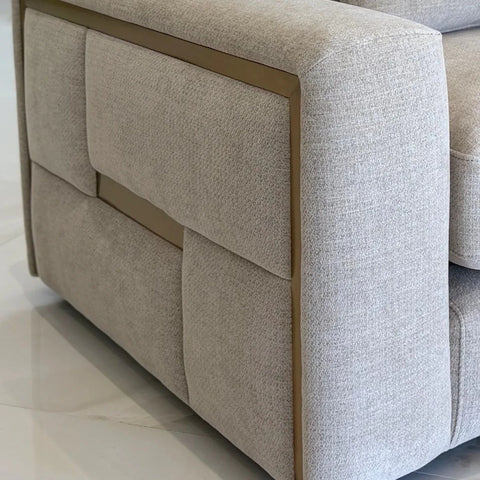 Juvion Luxe Beige Fabric 3 Seater Sofa