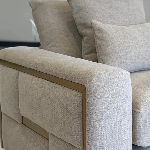 Juvion Luxe Beige Fabric 3 Seater Sofa