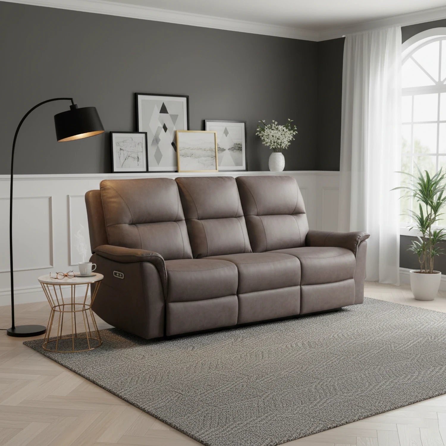 Keswick Truffle Fabric 3 Seater Sofa – Fixed or Power Recliner - Pendle Village Furniture