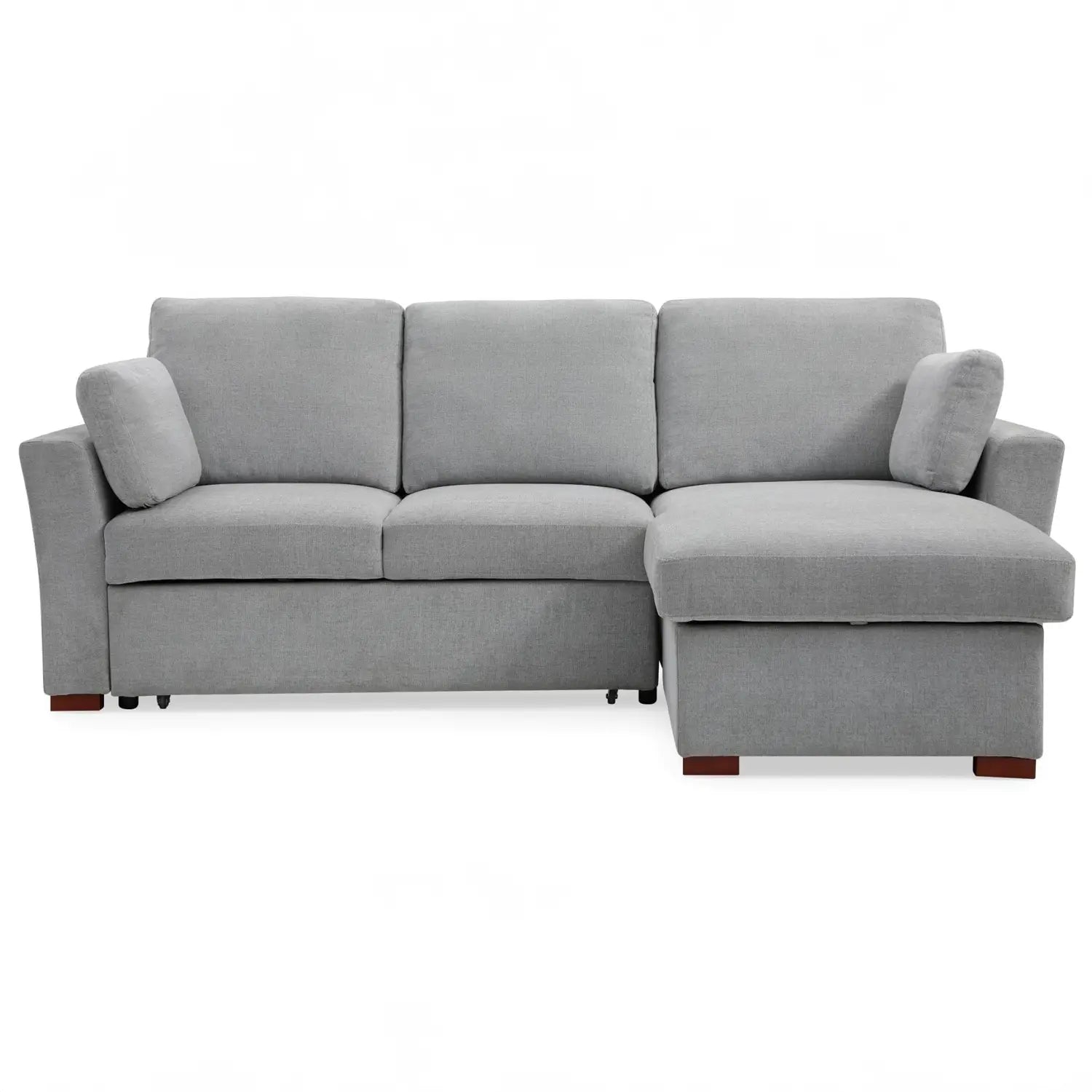 SereneDream Soft Touch Light Grey Fabric Corner Sofa Bed - Front View