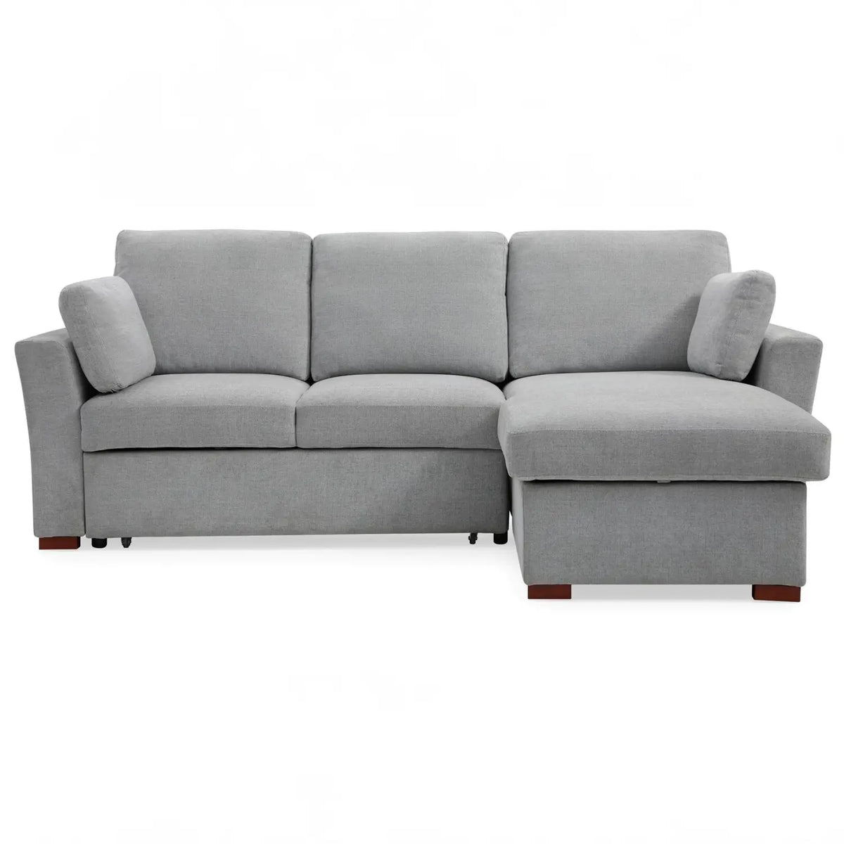 SereneDream Soft Touch Light Grey Fabric Corner Sofa Bed - Front View