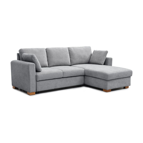 SereneDream Corner Sofa Bed in Rhea Grey Chenille Fabric - Pendle Village Furniture
