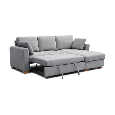 SereneDream Corner Sofa Bed in Rhea Grey Chenille Fabric - Pendle Village Furniture