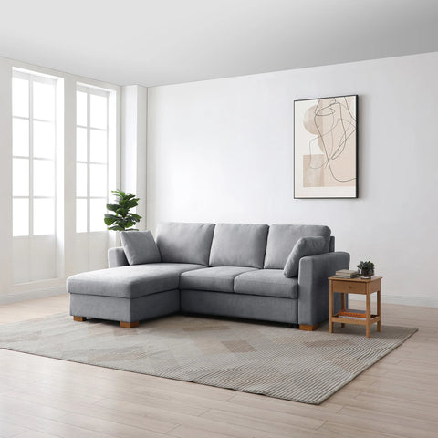 SereneDream Corner Sofa Bed in Rhea Grey Chenille Fabric - Pendle Village Furniture