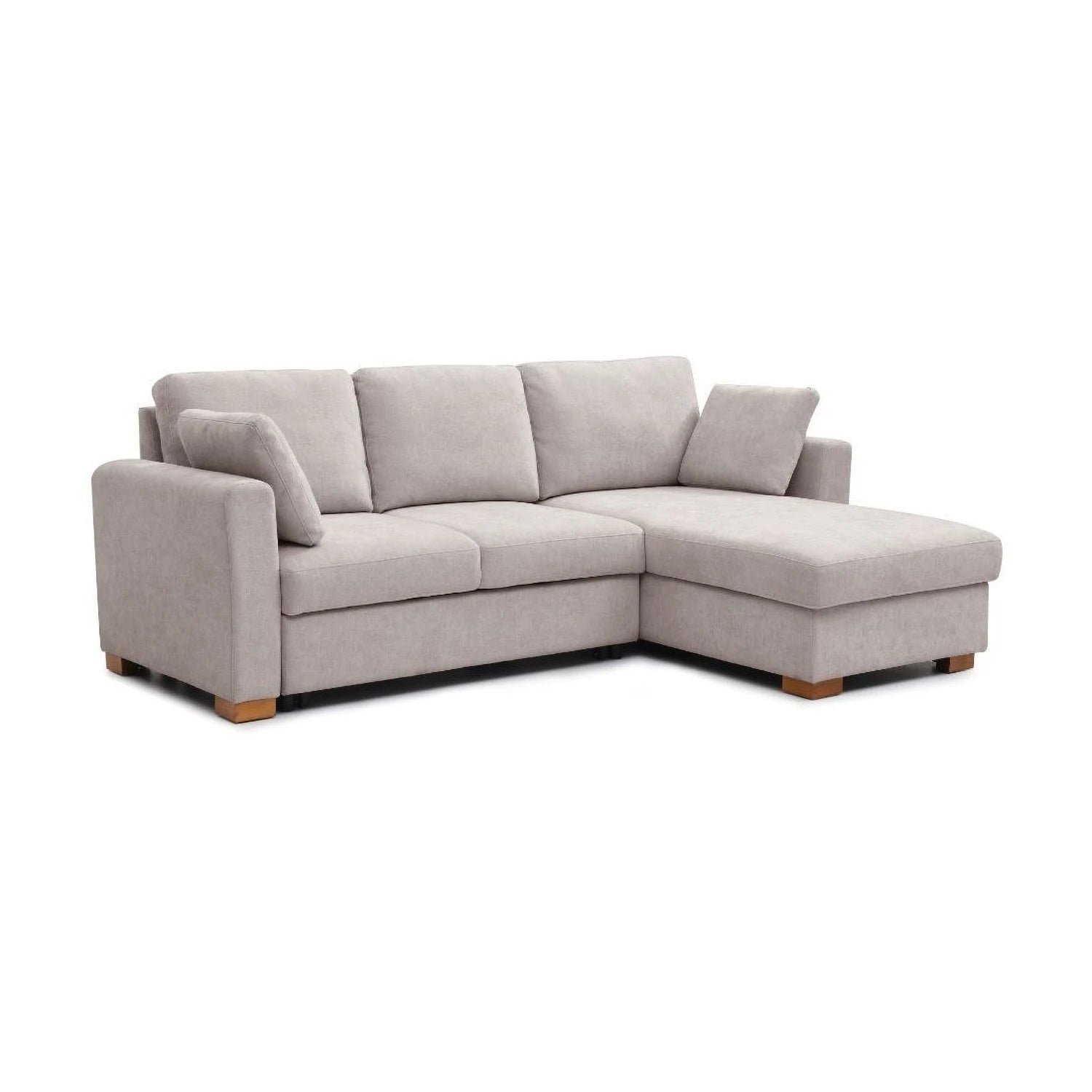 SereneDream Corner Sofa Bed in Rhea Taupe Chenille Fabric - Pendle Village Furniture