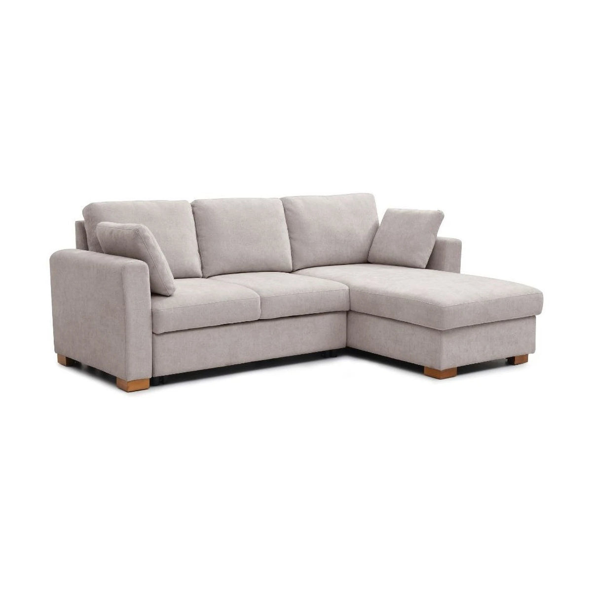 SereneDream Corner Sofa Bed in Rhea Taupe Chenille Fabric - Pendle Village Furniture