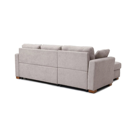 SereneDream Corner Sofa Bed in Rhea Taupe Chenille Fabric - Pendle Village Furniture