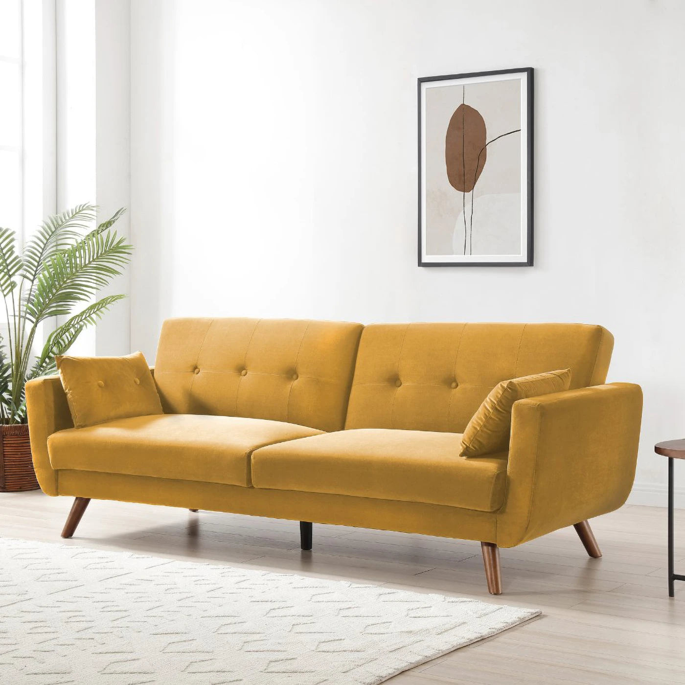 Hestia Old Gold Velvet 3 Seater Sofa Bed - Pendle Village Furniture