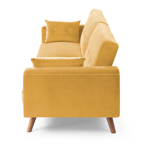 Hestia Old Gold Velvet 3 Seater Sofa Bed - Pendle Village Furniture