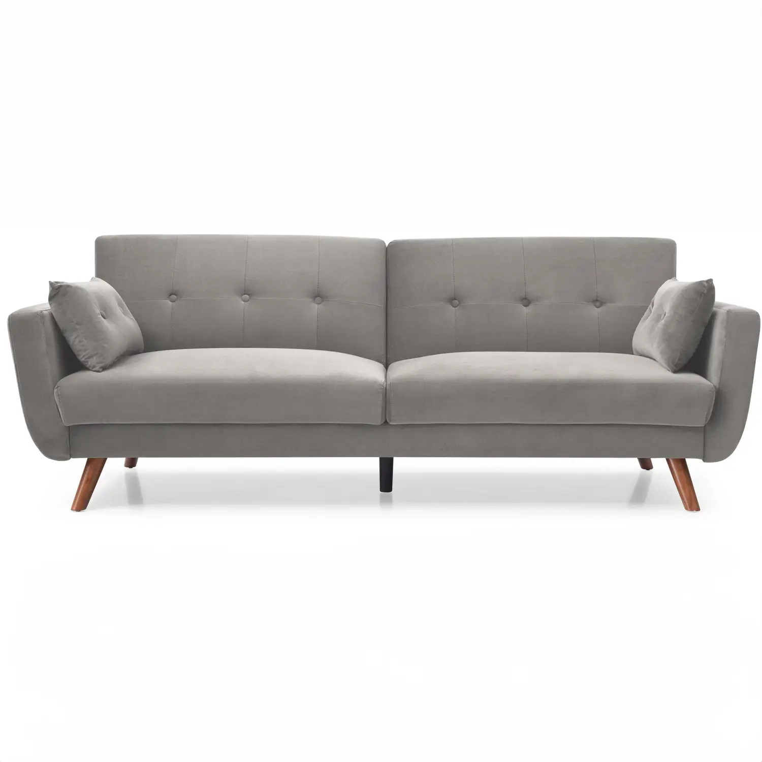 Hestia Grey Plush Velvet Fabric 3 Seater Modern Settee Sofa Bed with long wooden legs stylish and Modern design - Main Image