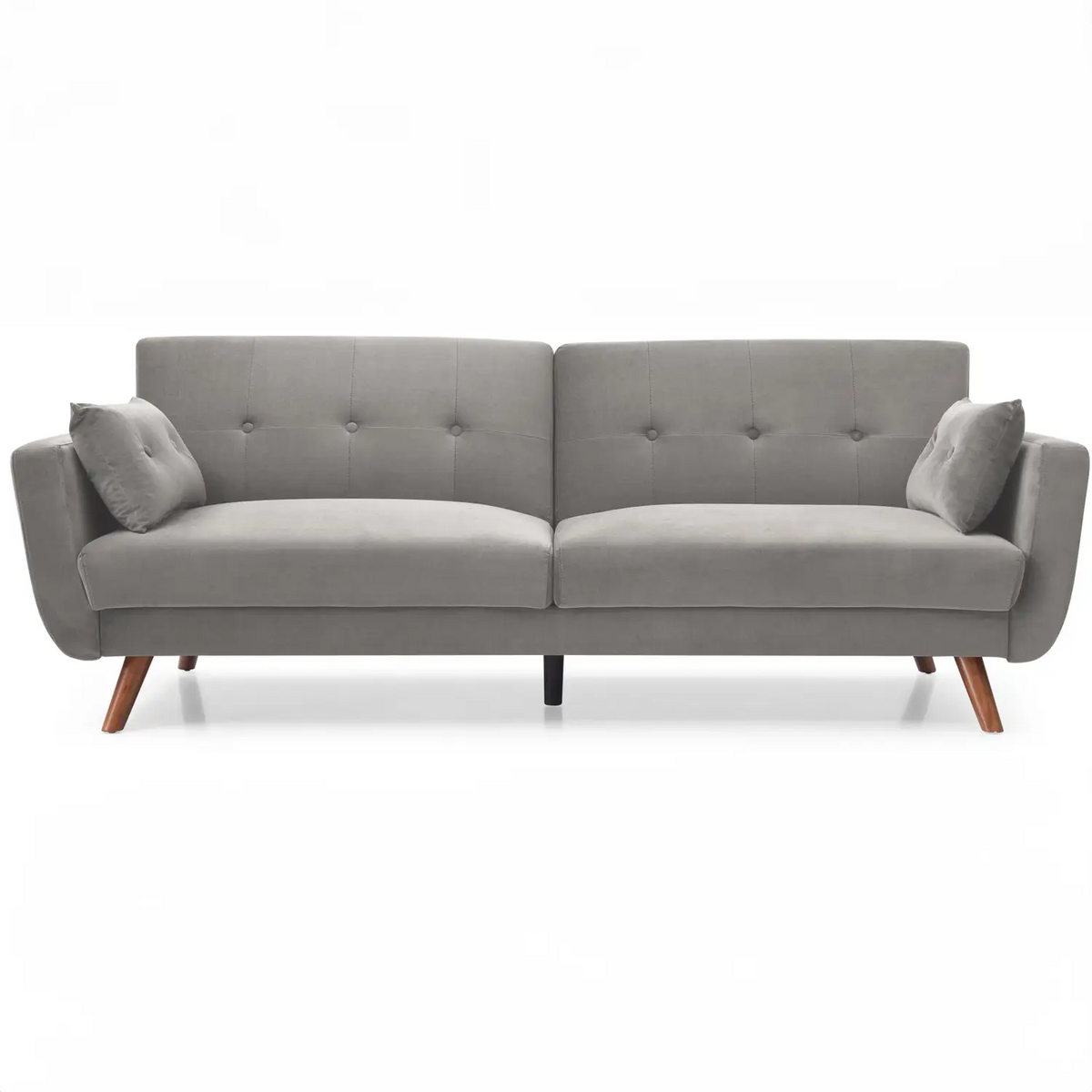 Hestia Grey Plush Velvet Fabric 3 Seater Modern Settee Sofa Bed with long wooden legs stylish and Modern design - Main Image