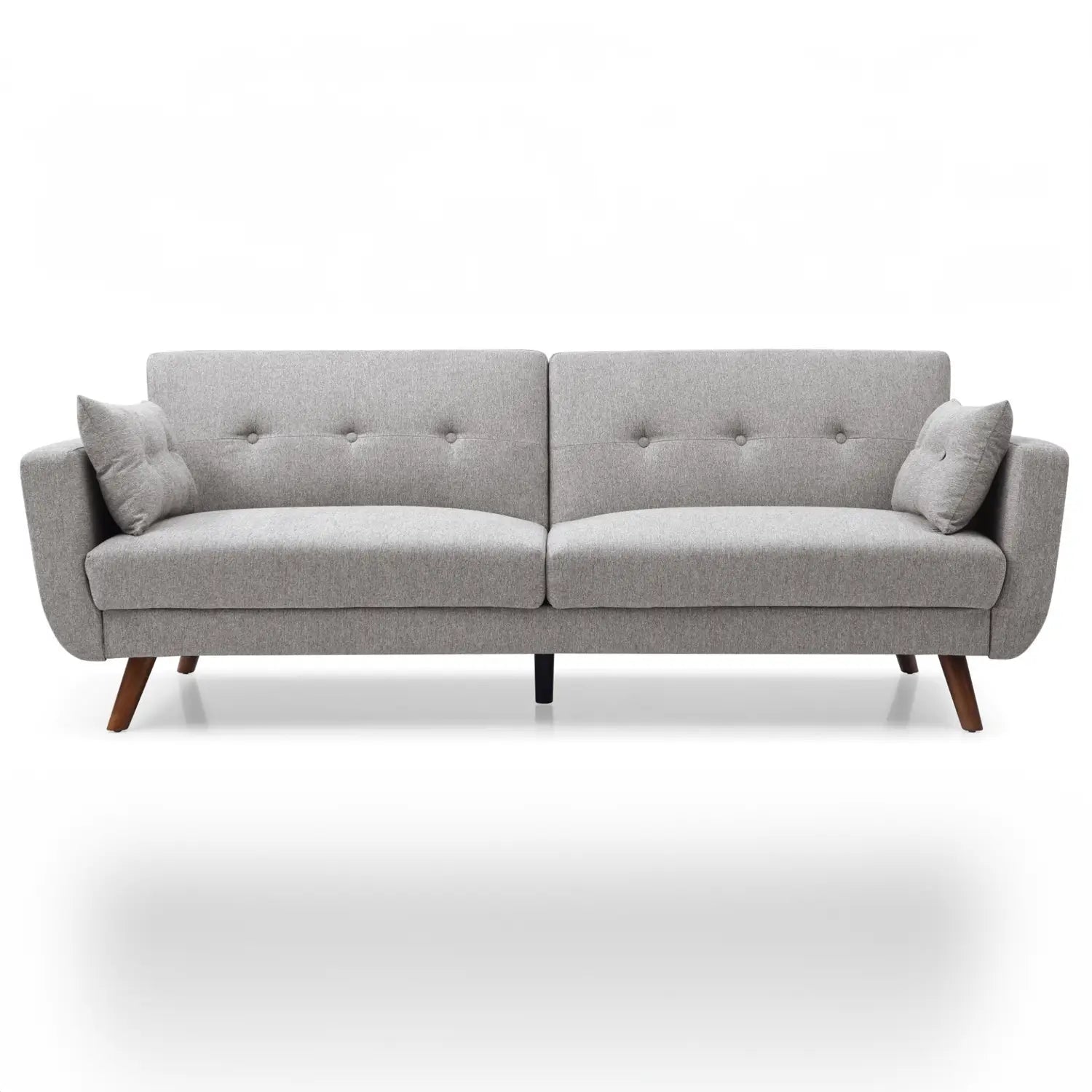 Hestia Grey Linen Soft Touch Fabric 3 Seater Modern Settee Sofa Bed with long wooden legs stylish and Modern design