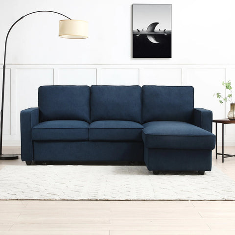 Mandy Blue Fabric Corner Sofabed with Storage - Pendle Village Furniture