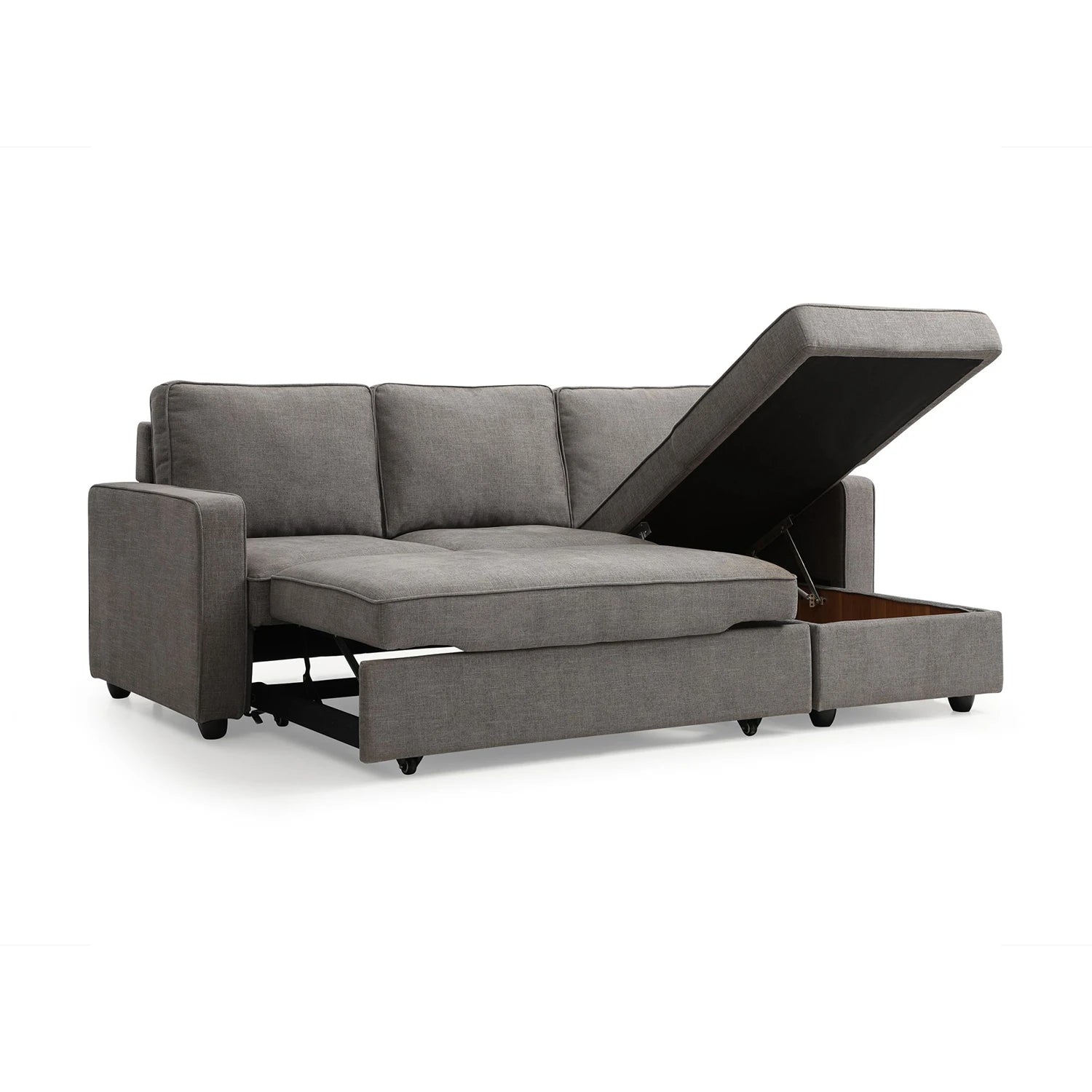 Mandy Grey Fabric Corner Sofabed with Storage - Pendle Village Furniture