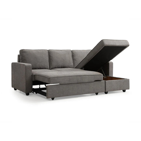 Mandy Grey Fabric Corner Sofabed with Storage - Pendle Village Furniture