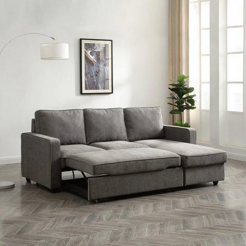 Mandy Grey Fabric Corner Sofabed with Storage - Pendle Village Furniture