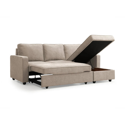 Mandy Natural Fabric Corner Sofabed with Storage - Pendle Village Furniture